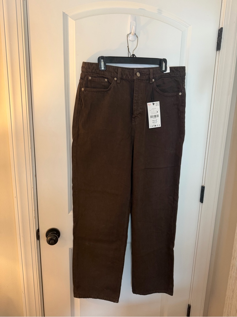 Zara Dark Brown Straight-Leg Jeans